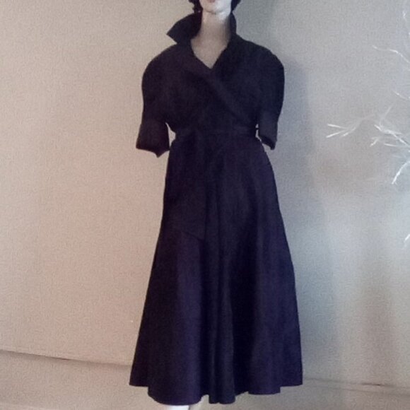 Jones New York Taffeta Wrap Burgundy Shimmery 50's Style Dress Size 8 - Picture 2 of 7